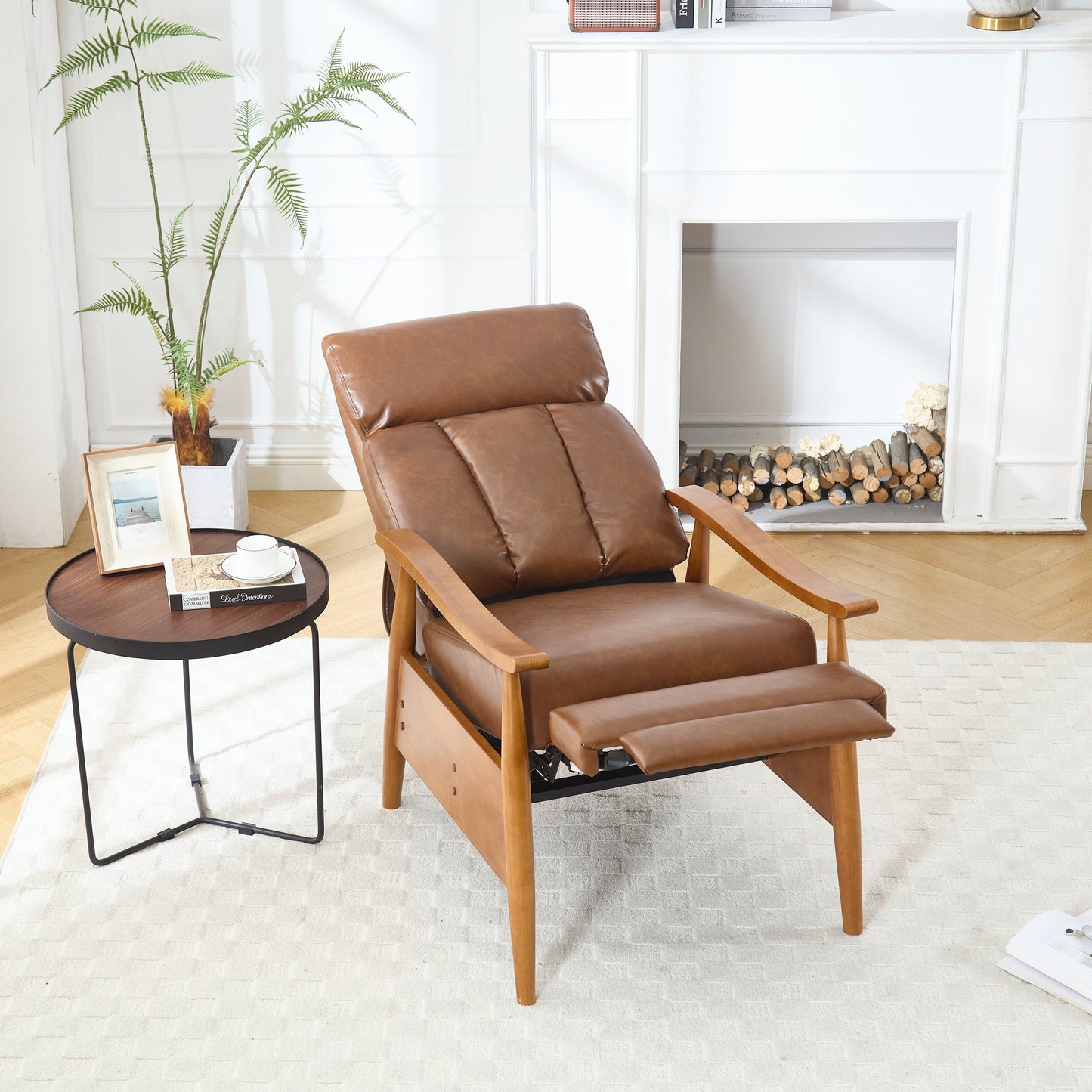 Light Brown 26.38 Adjustable Chaise Lounge Chair
