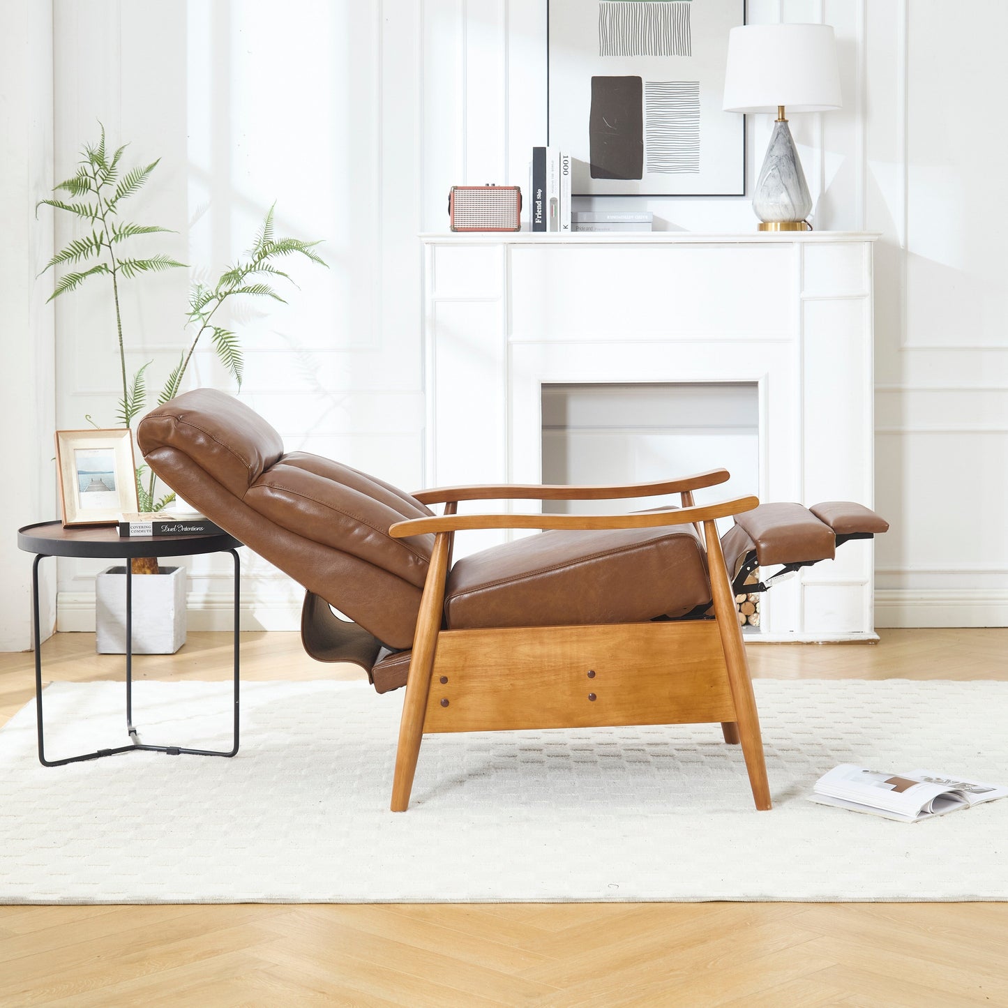 Light Brown 26.38 Adjustable Chaise Lounge Chair