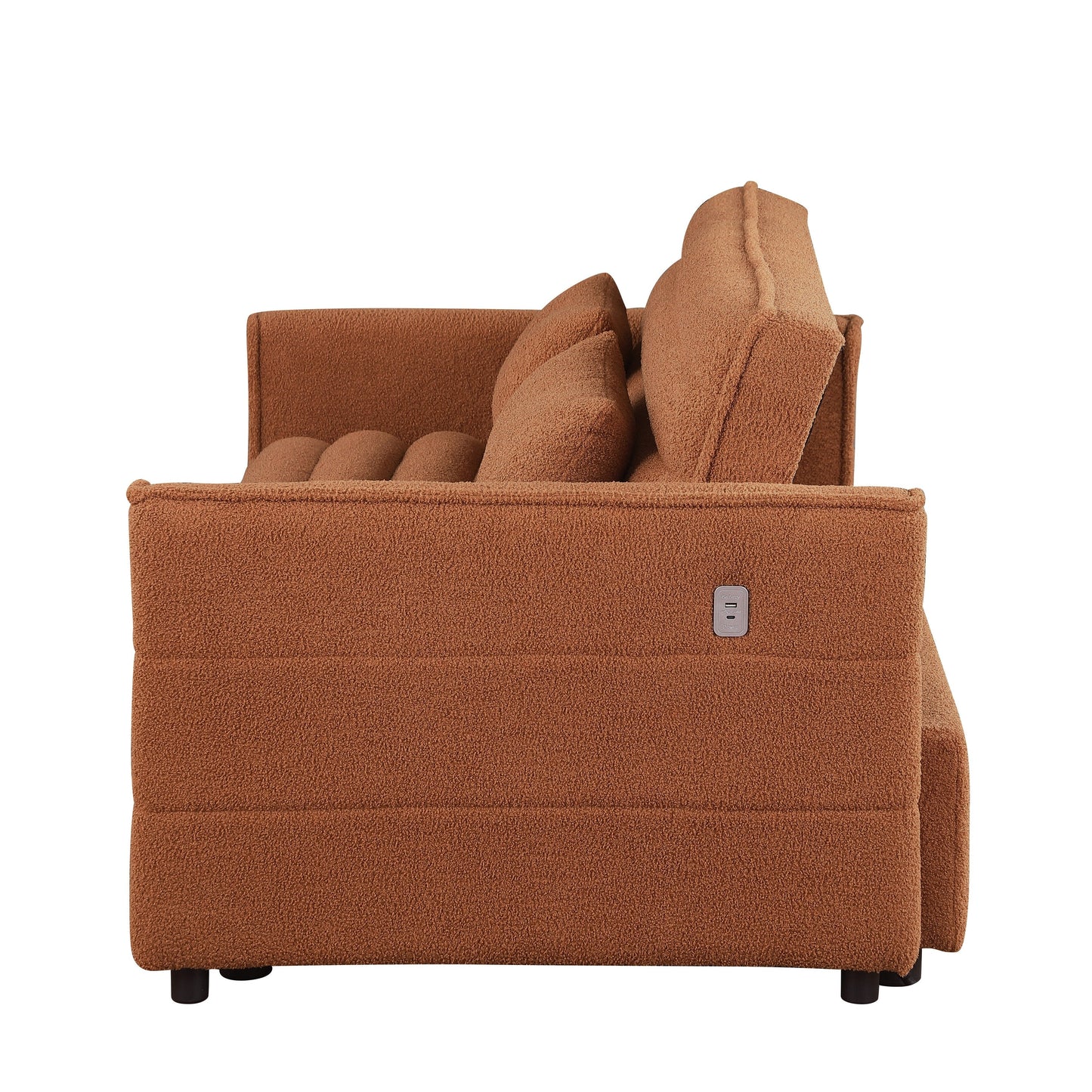 Light Brown Boucle Loveseat Convertible Pull-Out Sofa Bed
