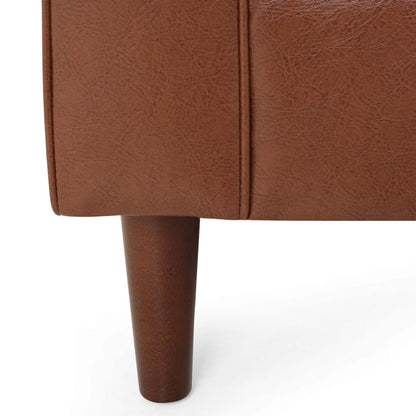 Light Brown Faux Leather 3-seater Sofa with Wood Legs
