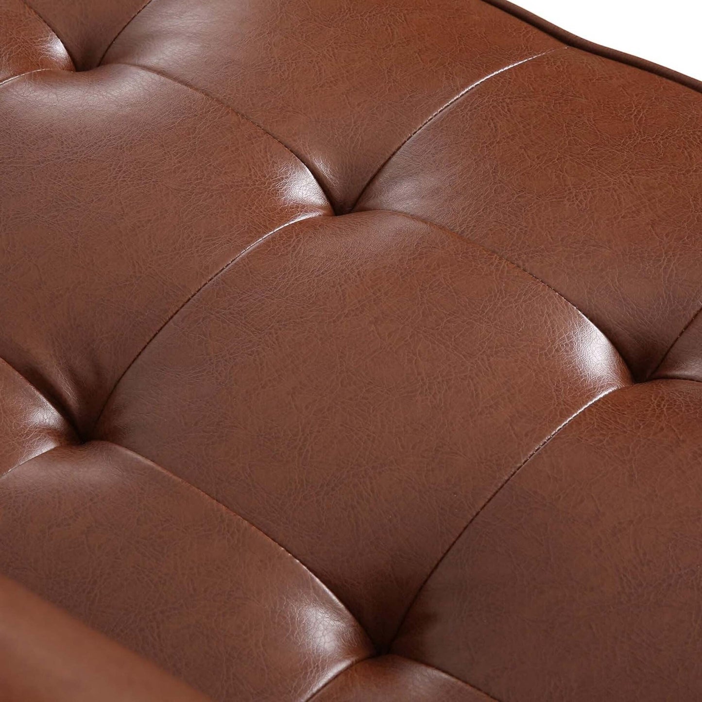 Light Brown Faux Leather 3-seater Sofa with Wood Legs