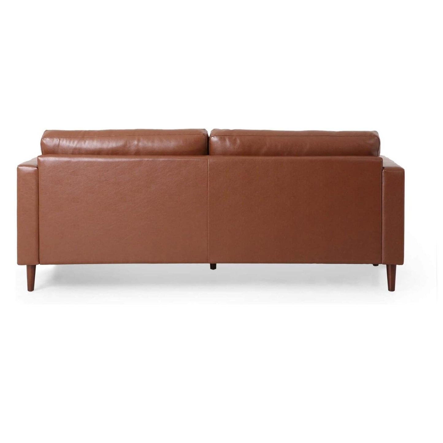 Light Brown Faux Leather 3-seater Sofa with Wood Legs