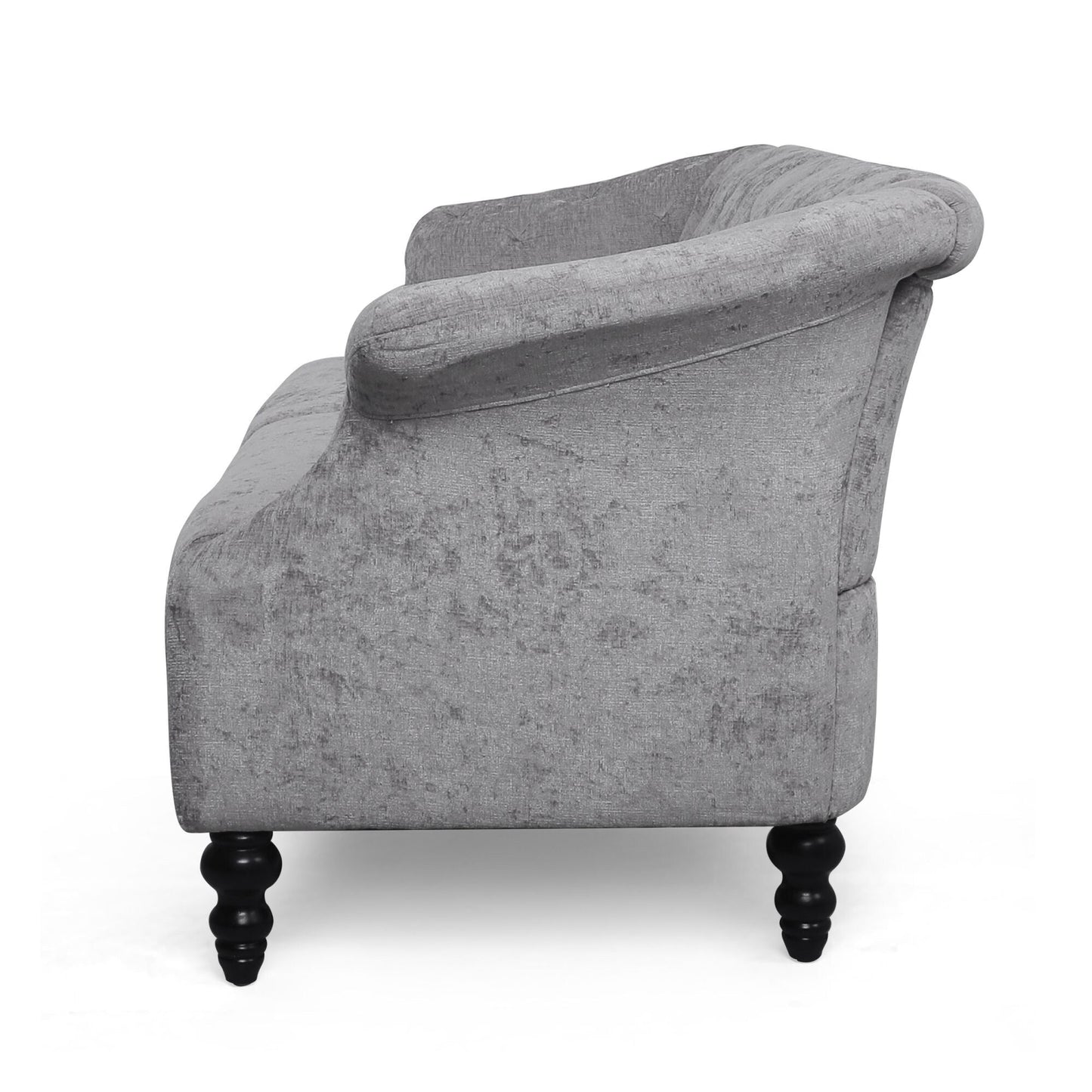 Light Grey 75 Velvet Loveseat Flared Arms Tufted Sofa with Deep Seat and Wood Legs for Living Room