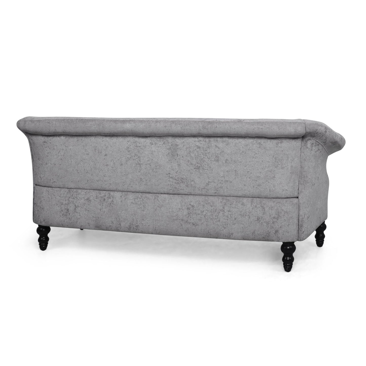 Light Grey 75 Velvet Loveseat Flared Arms Tufted Sofa with Deep Seat and Wood Legs for Living Room