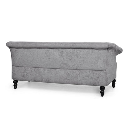 Light Grey 75 Velvet Loveseat Flared Arms Tufted Sofa with Deep Seat and Wood Legs for Living Room