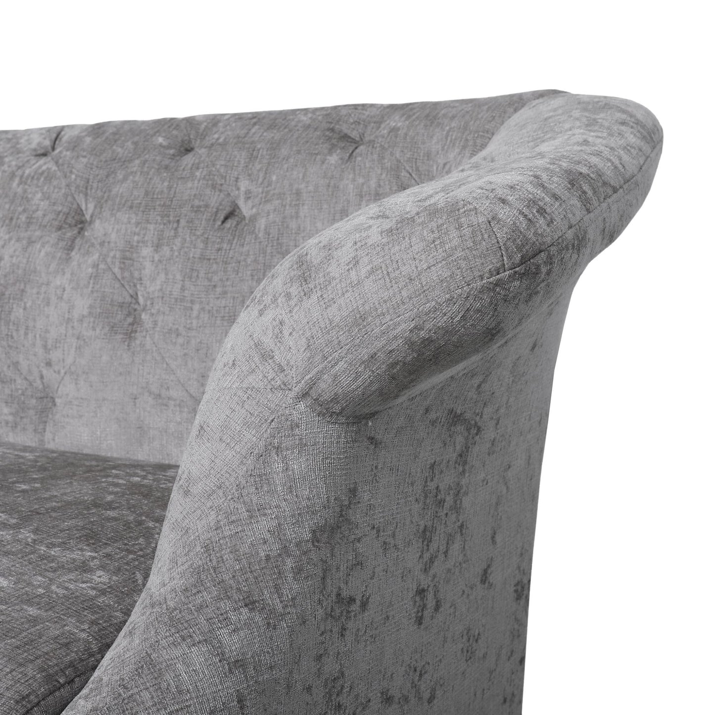 Light Grey 75 Velvet Loveseat Flared Arms Tufted Sofa with Deep Seat and Wood Legs for Living Room