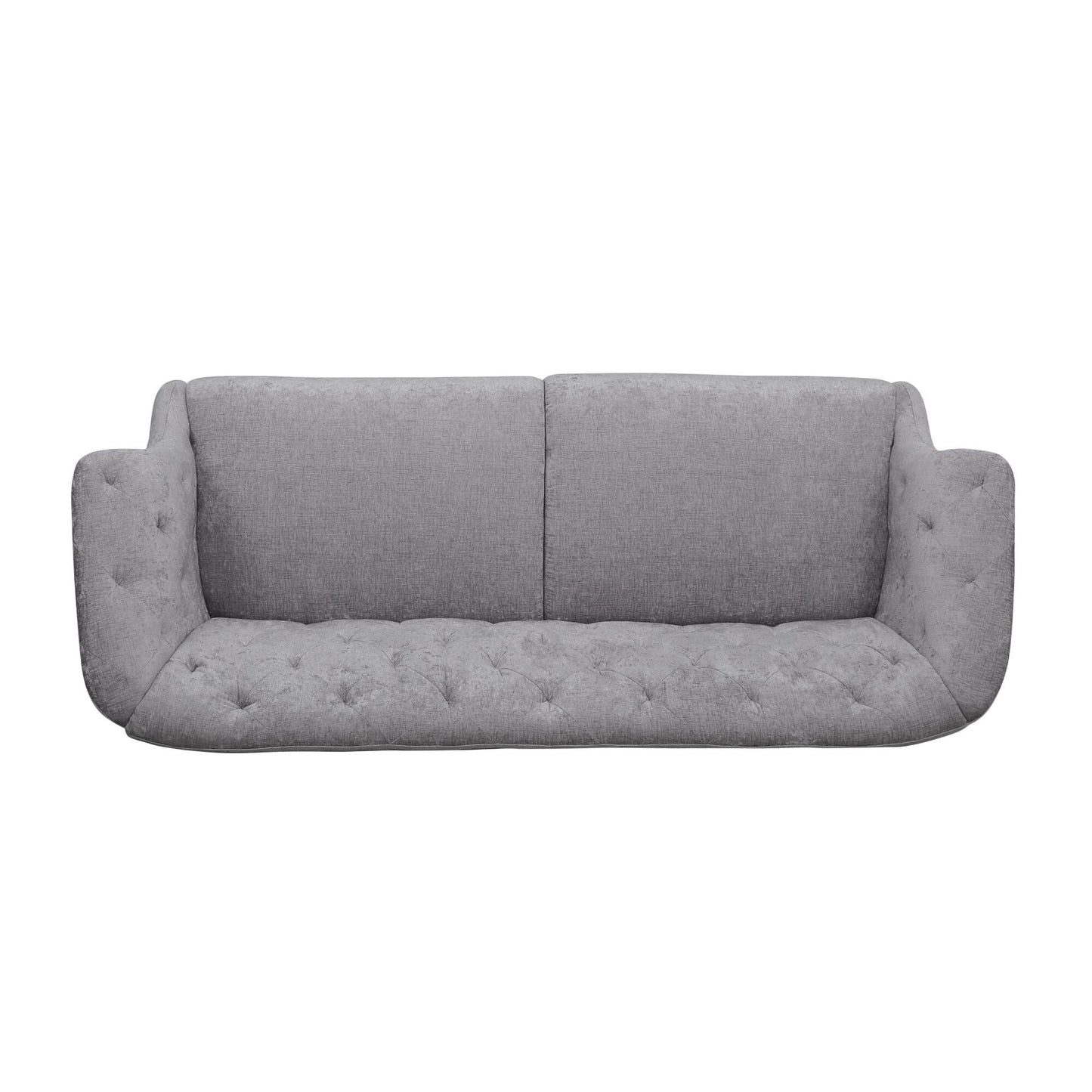 Light Grey 75 Velvet Loveseat Flared Arms Tufted Sofa with Deep Seat and Wood Legs for Living Room