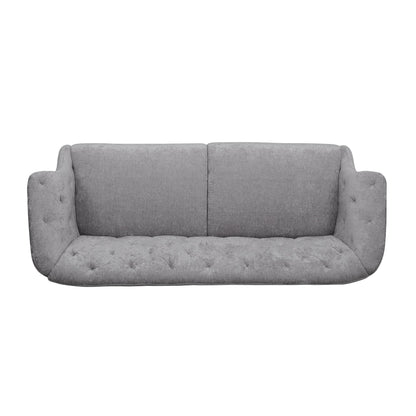 Light Grey 75 Velvet Loveseat Flared Arms Tufted Sofa with Deep Seat and Wood Legs for Living Room