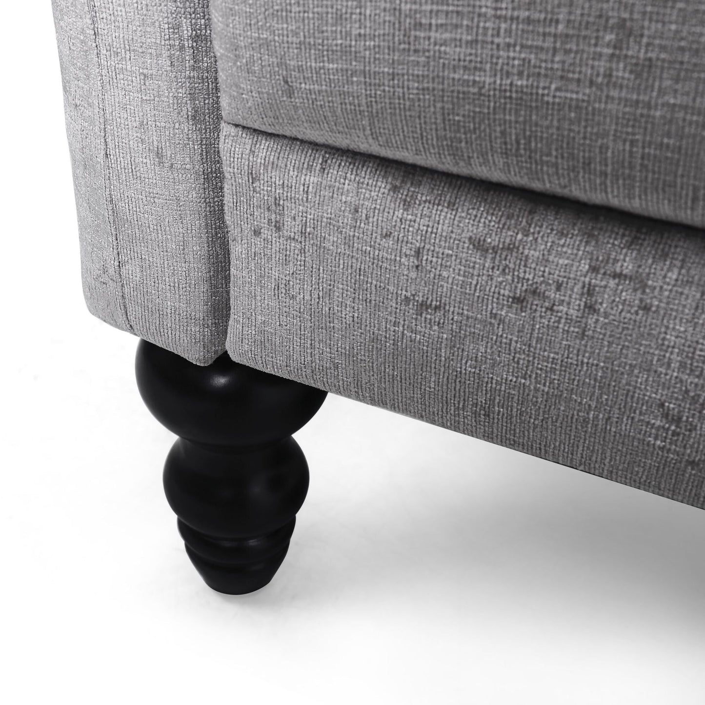 Light Grey 75 Velvet Loveseat Flared Arms Tufted Sofa with Deep Seat and Wood Legs for Living Room