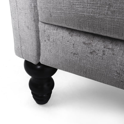 Light Grey 75 Velvet Loveseat Flared Arms Tufted Sofa with Deep Seat and Wood Legs for Living Room