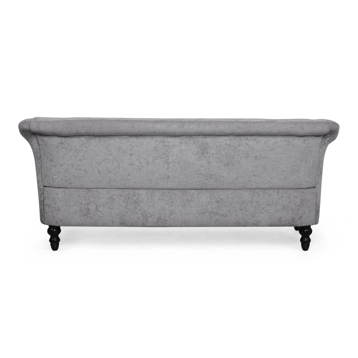 Light Grey 75 Velvet Loveseat Flared Arms Tufted Sofa with Deep Seat and Wood Legs for Living Room