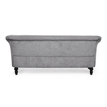 Light Grey 75 Velvet Loveseat Flared Arms Tufted Sofa with Deep Seat and Wood Legs for Living Room
