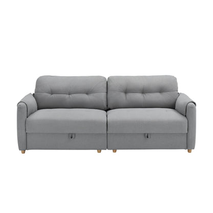 Light Grey 79.50 Teddy Fabric Upholstered 3-seater Storage Sofa with Hidden Seat Storage for Living Room