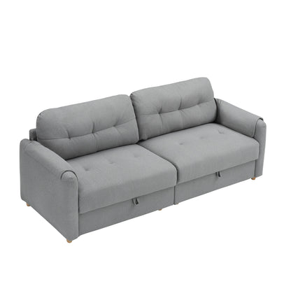Light Grey 79.50 Teddy Fabric Upholstered 3-seater Storage Sofa with Hidden Seat Storage for Living Room