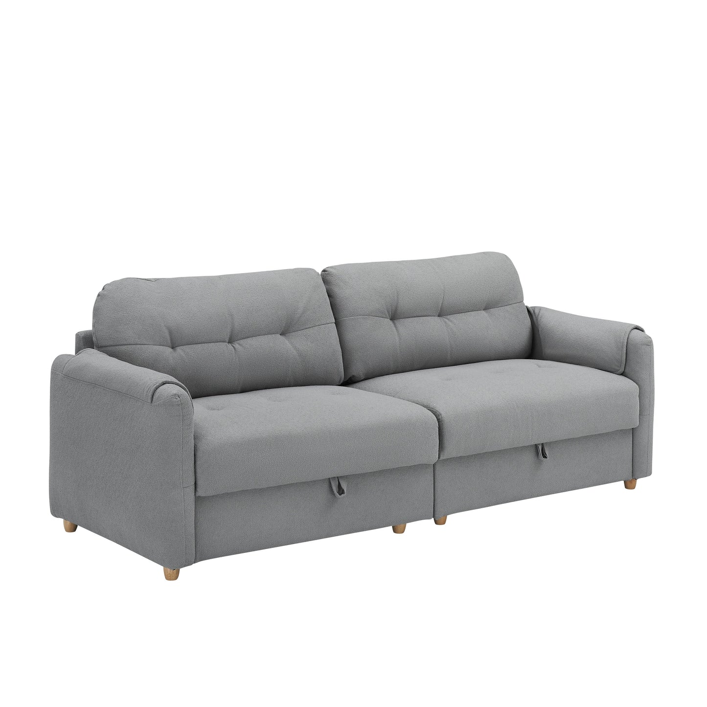 Light Grey 79.50 Teddy Fabric Upholstered 3-seater Storage Sofa with Hidden Seat Storage for Living Room