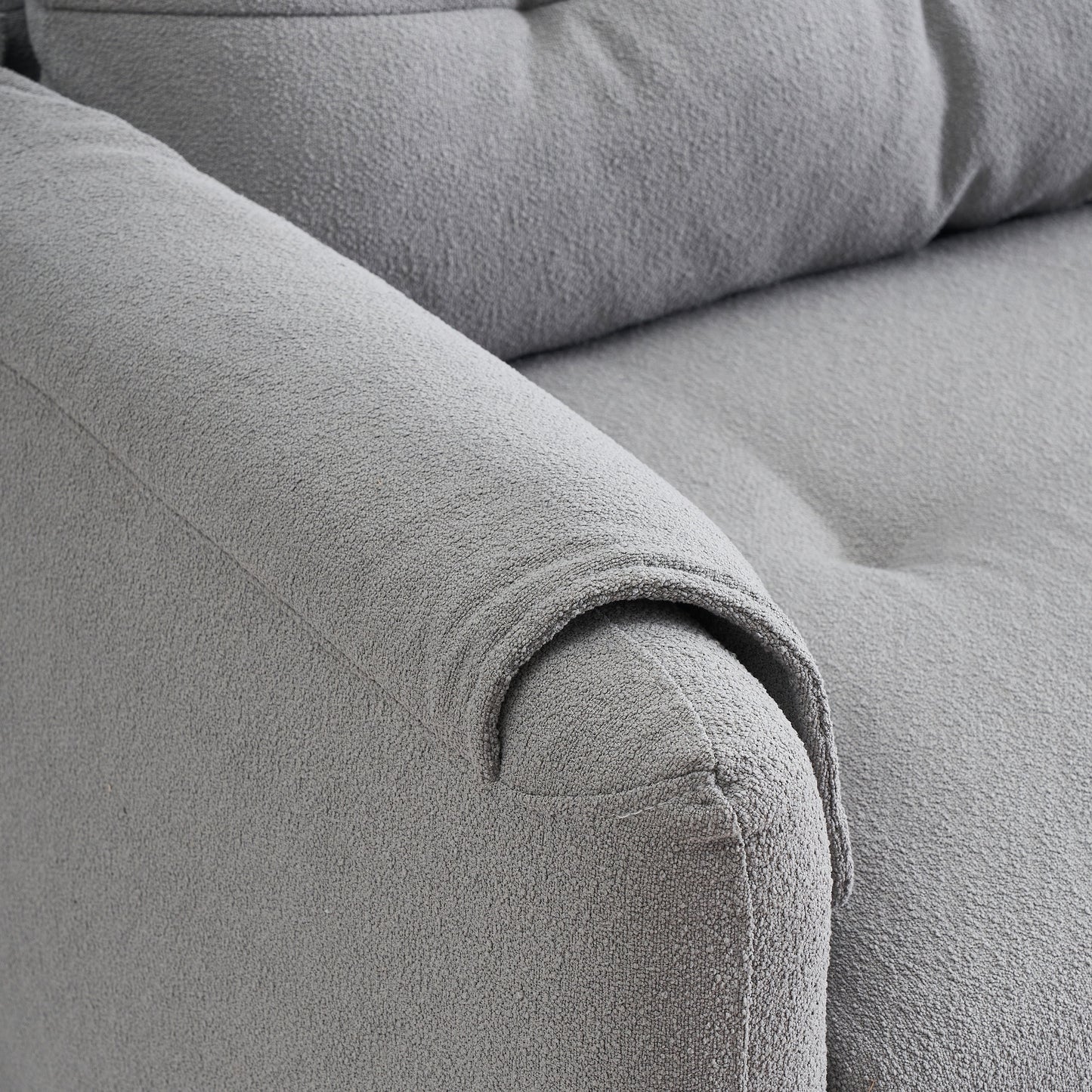 Light Grey 79.50 Teddy Fabric Upholstered 3-seater Storage Sofa with Hidden Seat Storage for Living Room