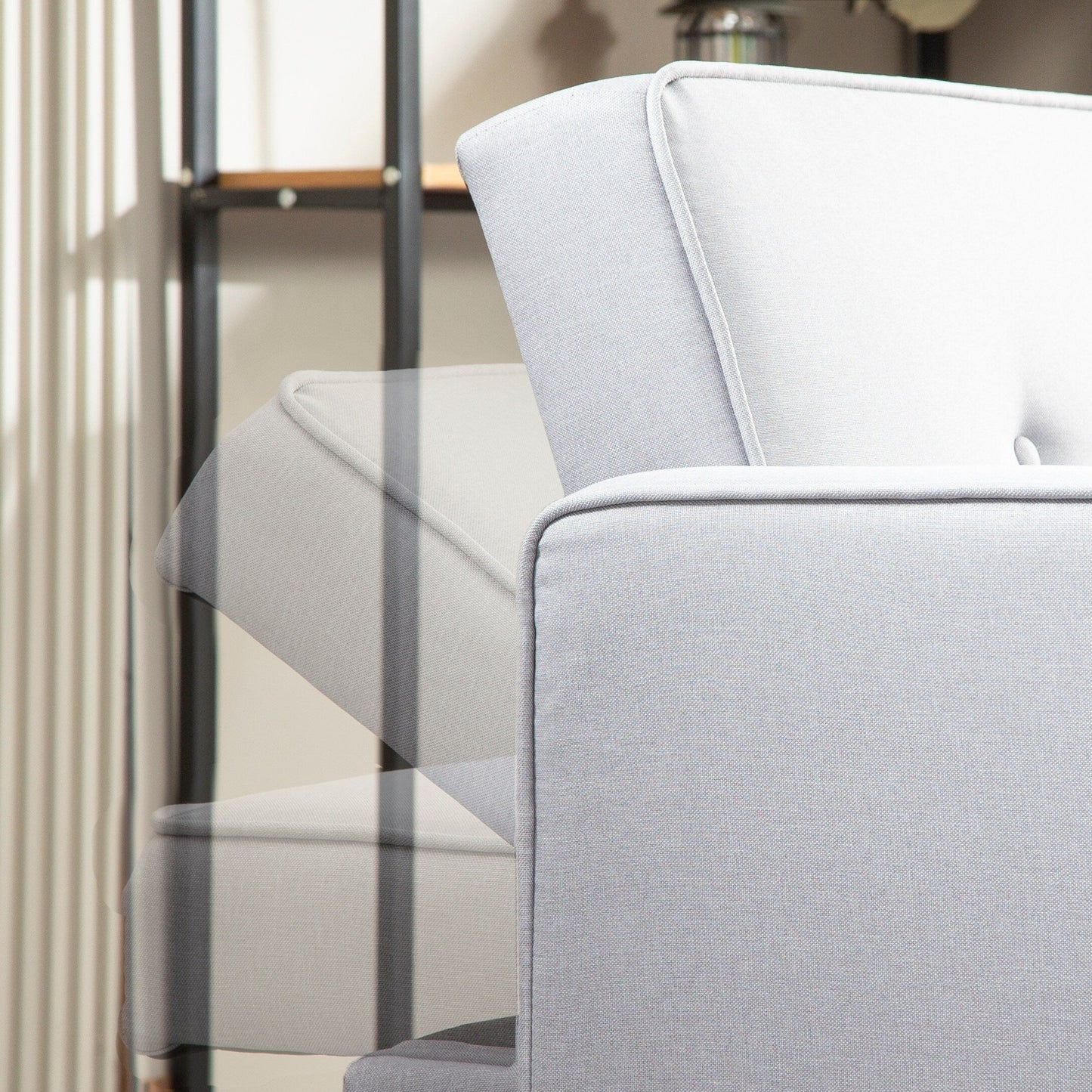 Light Grey Convertible 3-seater Futon Sofa Bed with Wood Legs