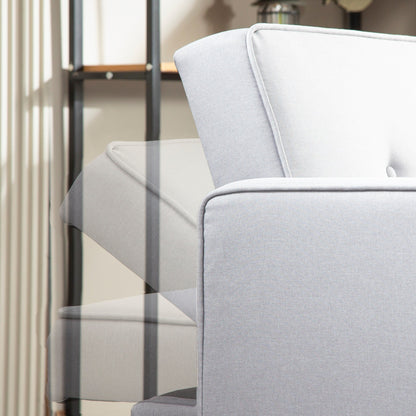 Light Grey Convertible 3-seater Futon Sofa Bed with Wood Legs