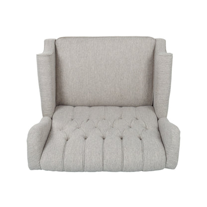 Light Grey Oversized Upholstered Wingback Push-Back Recliner with Footrest, Button-tufted Backrest, Nailhead Accents