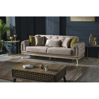 Lincove Velvet Upholstered Sofa - Durable Construction - Beige