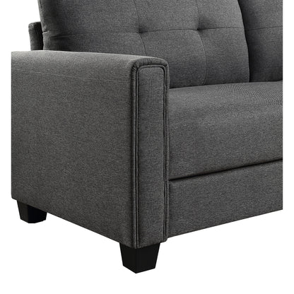 Linen Fabric Upholstered Sofa with Tufted Cushions - 30.71 x 81.10 x 32.28