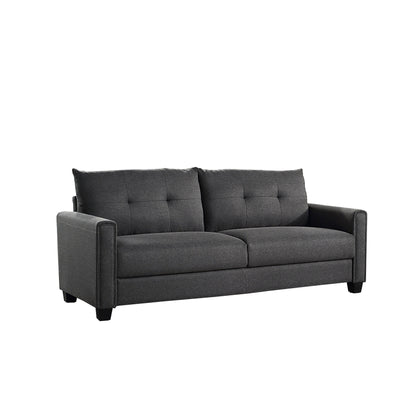 Linen Fabric Upholstered Sofa with Tufted Cushions - 30.71 x 81.10 x 32.28