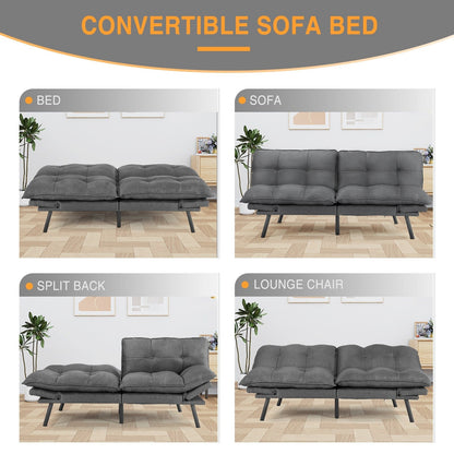 Linen Folding Loveseat Sofa Bed with Metal Legs