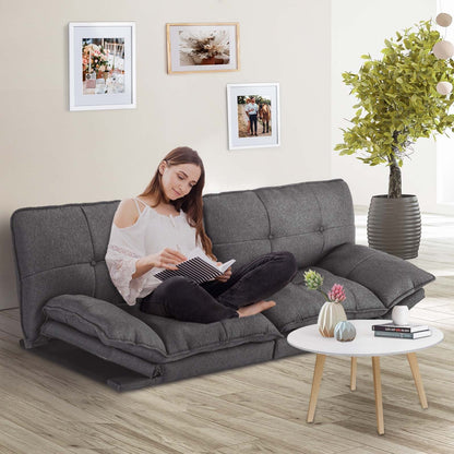 Linen Folding Loveseat Sofa Bed with Metal Legs