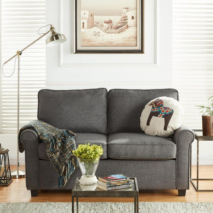 Linen Loveseat Sofa Bed with Memory Foam Mattress