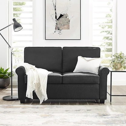 Linen Loveseat Sofa Bed with Memory Foam Mattress