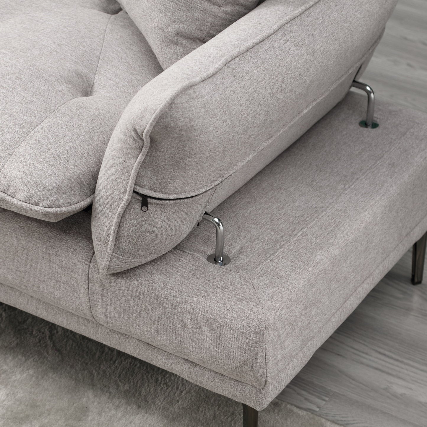 Linen Loveseat Sofa with Adjustable Armrests