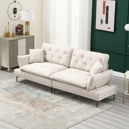Linen Loveseat Sofa with Adjustable Armrests