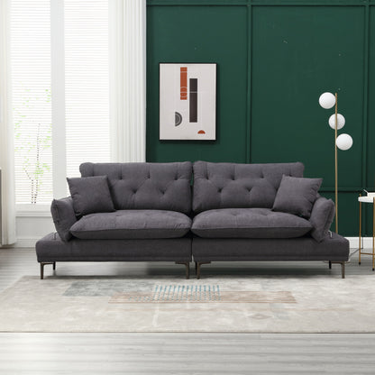 Linen Loveseat Sofa with Adjustable Armrests