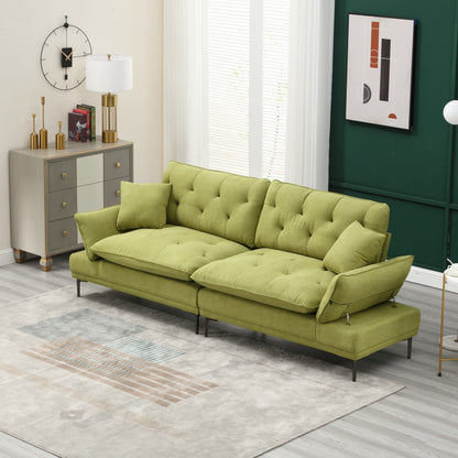 Linen Loveseat Sofa with Adjustable Armrests