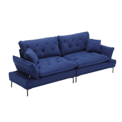 Linen Loveseat Sofa with Adjustable Armrests