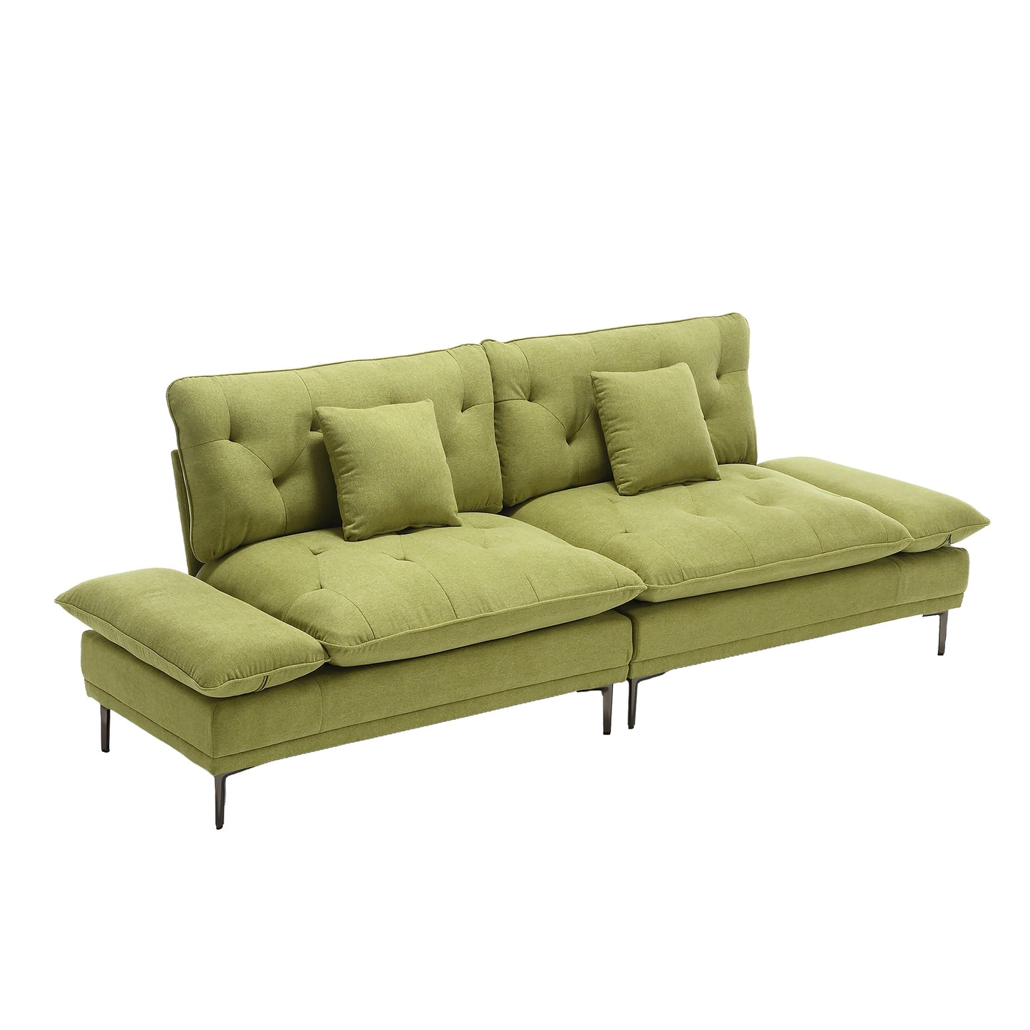 Linen Loveseat Sofa with Adjustable Armrests