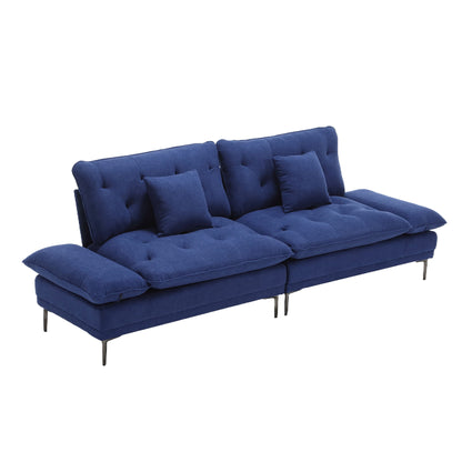 Linen Loveseat Sofa with Adjustable Armrests