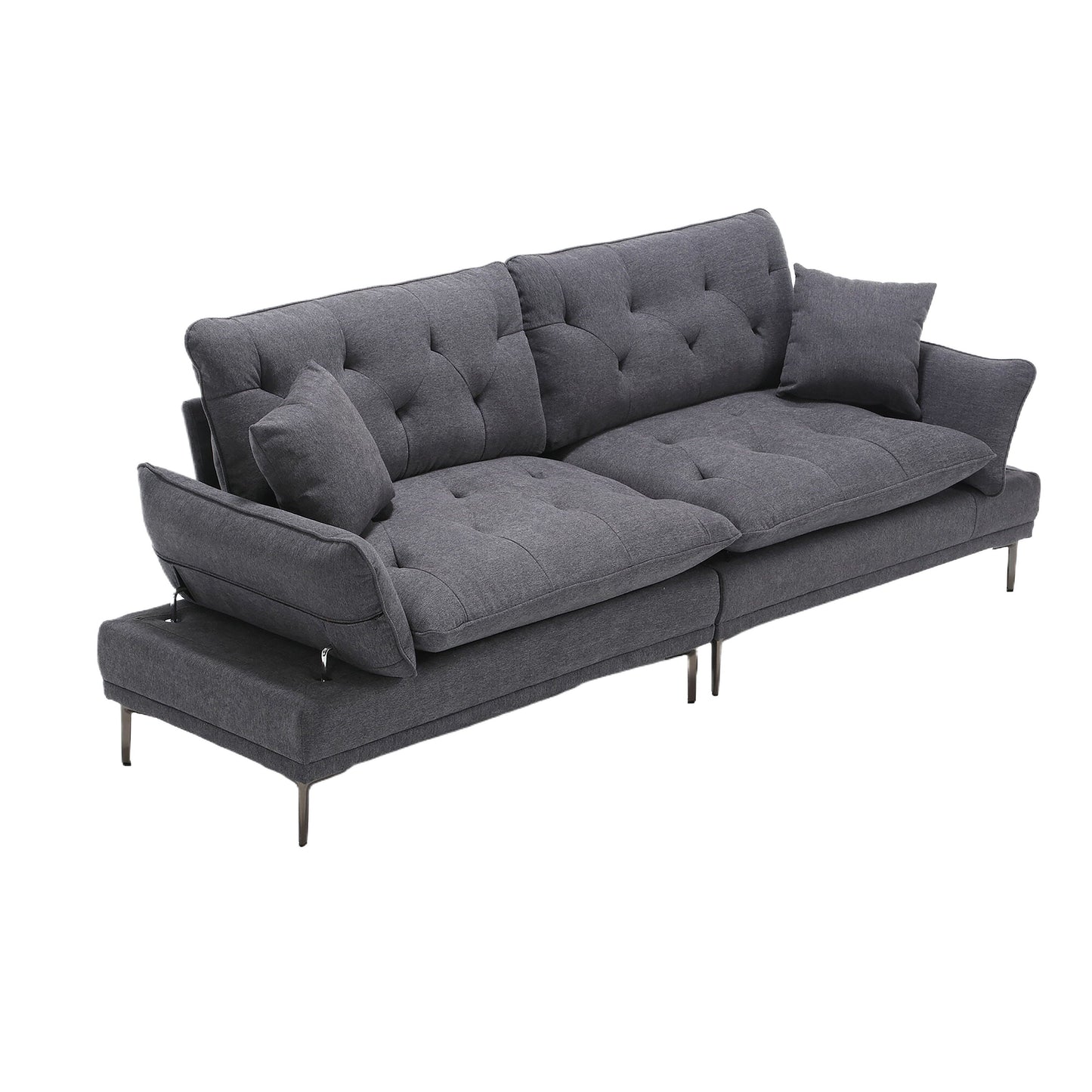 Linen Loveseat Sofa with Adjustable Armrests