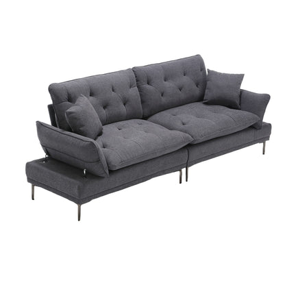 Linen Loveseat Sofa with Adjustable Armrests