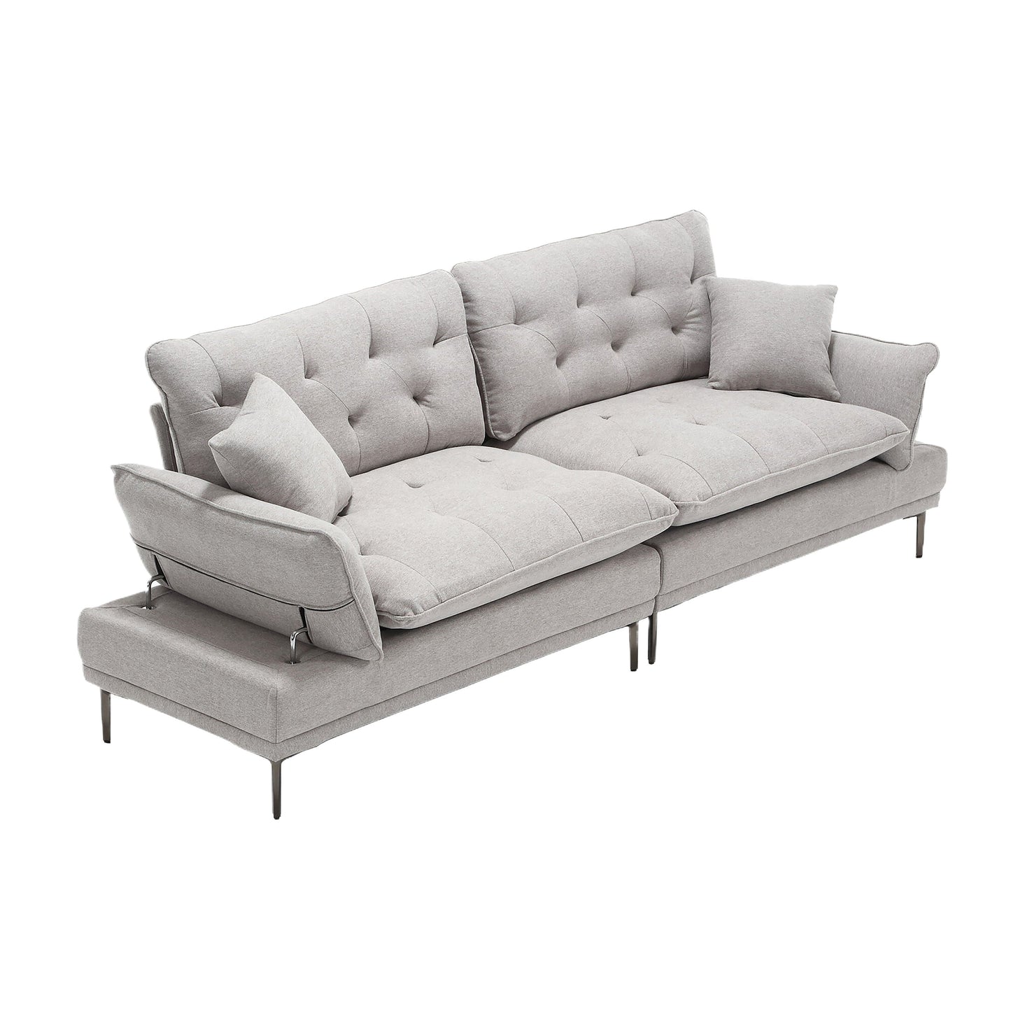 Linen Loveseat Sofa with Adjustable Armrests