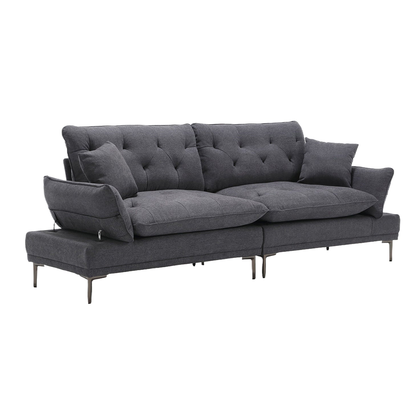Linen Loveseat Sofa with Adjustable Armrests