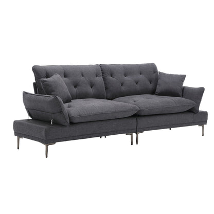 Linen Loveseat Sofa with Adjustable Armrests