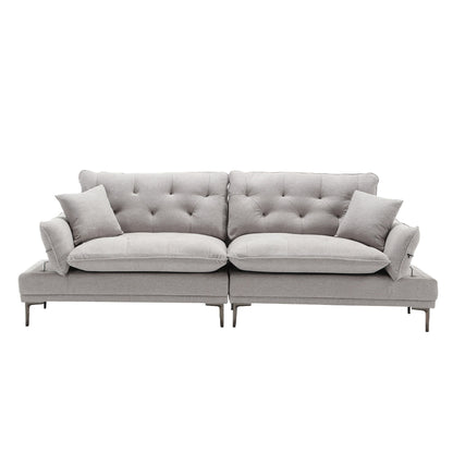 Linen Loveseat Sofa with Adjustable Armrests