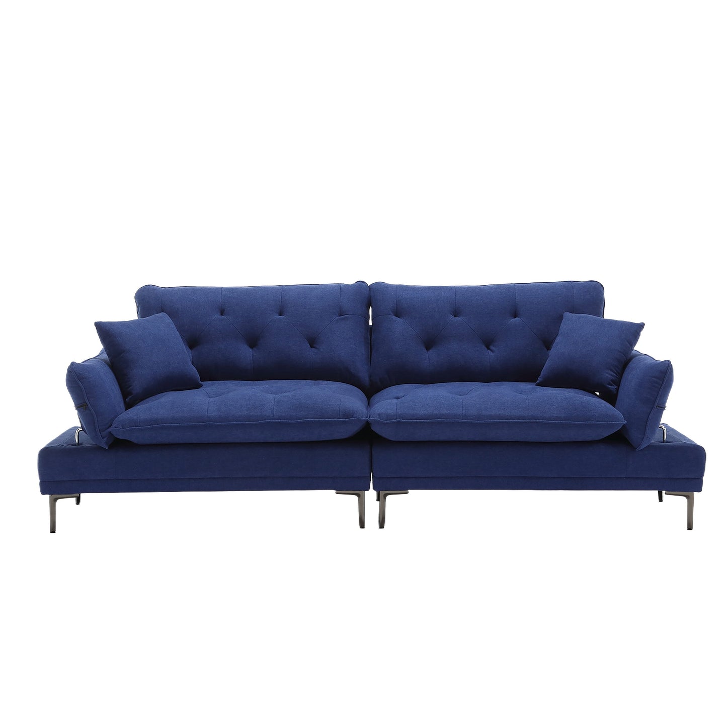 Linen Loveseat Sofa with Adjustable Armrests