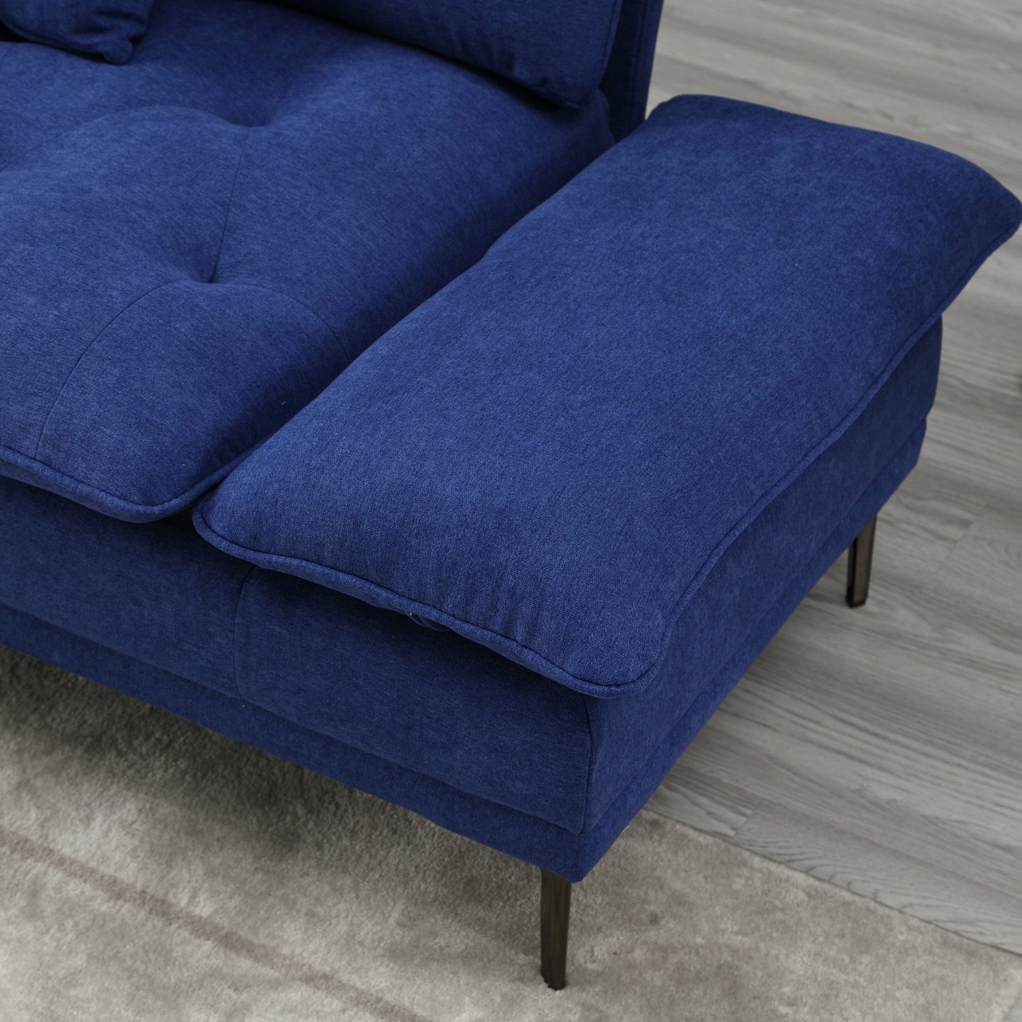 Linen Loveseat Sofa with Adjustable Armrests