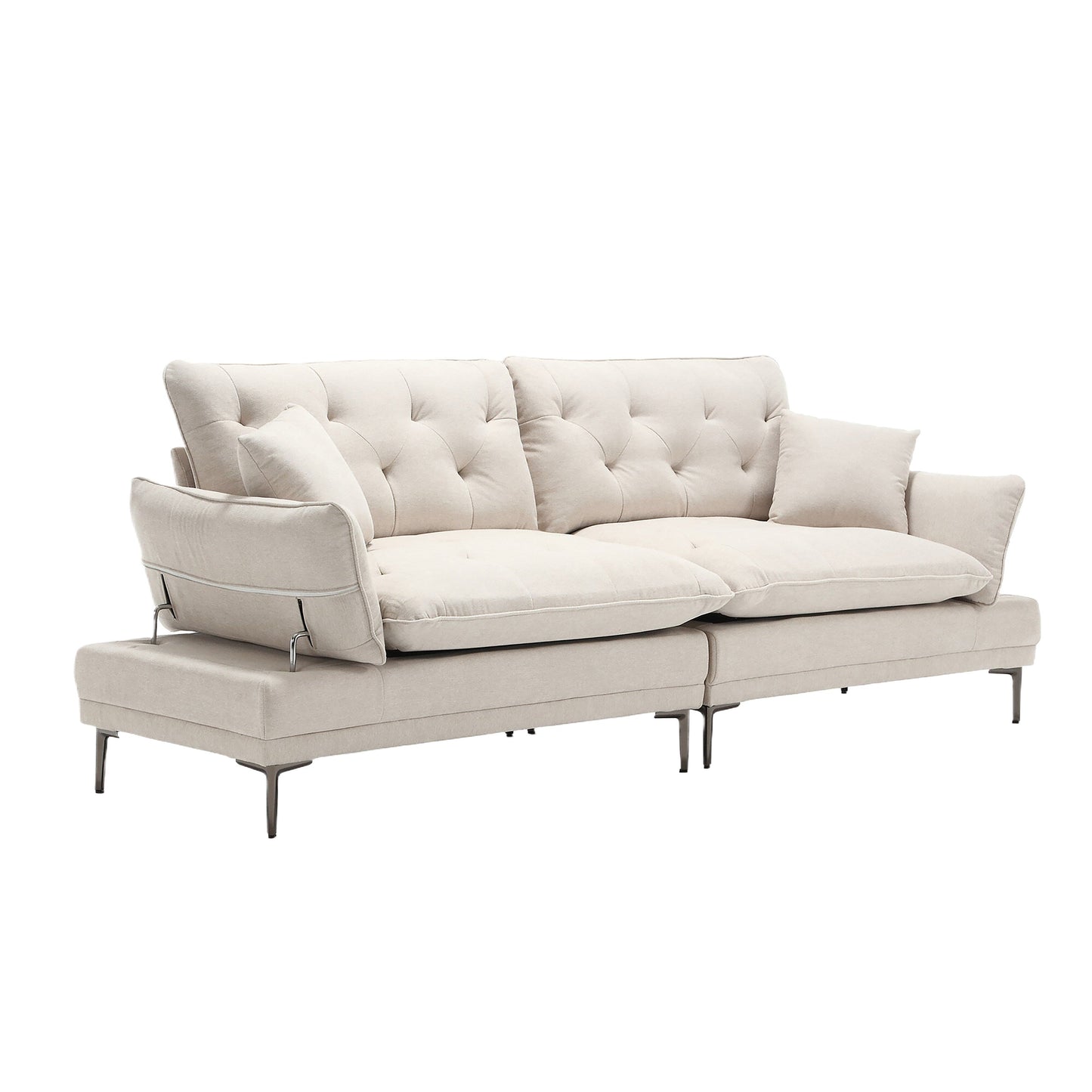 Linen Loveseat Sofa with Adjustable Armrests