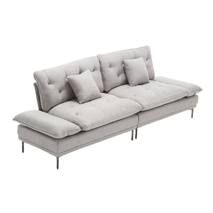 Linen Loveseat Sofa with Adjustable Armrests