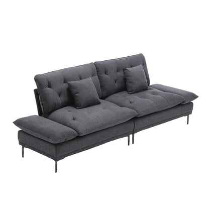 Linen Loveseat Sofa with Adjustable Armrests