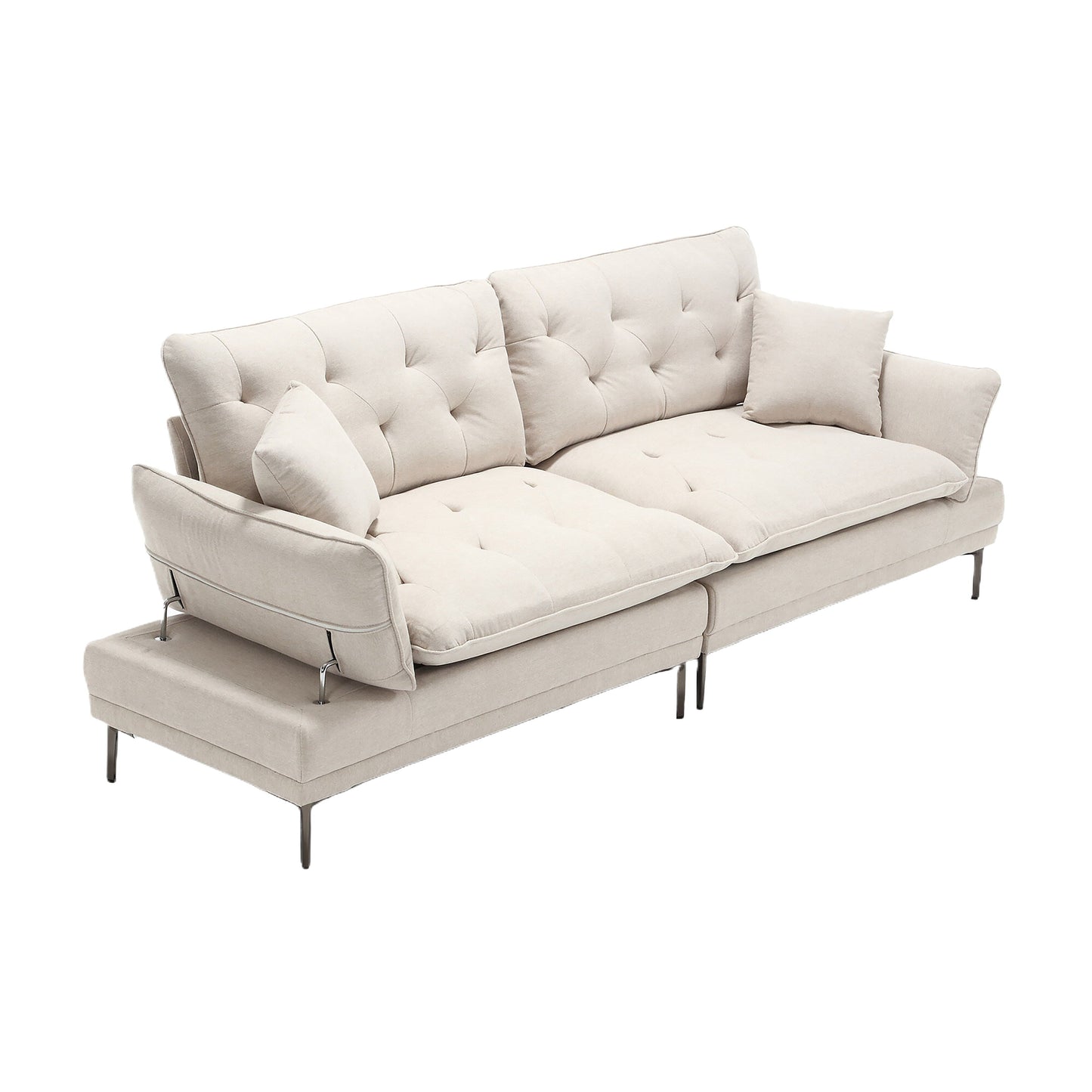 Linen Loveseat Sofa with Adjustable Armrests