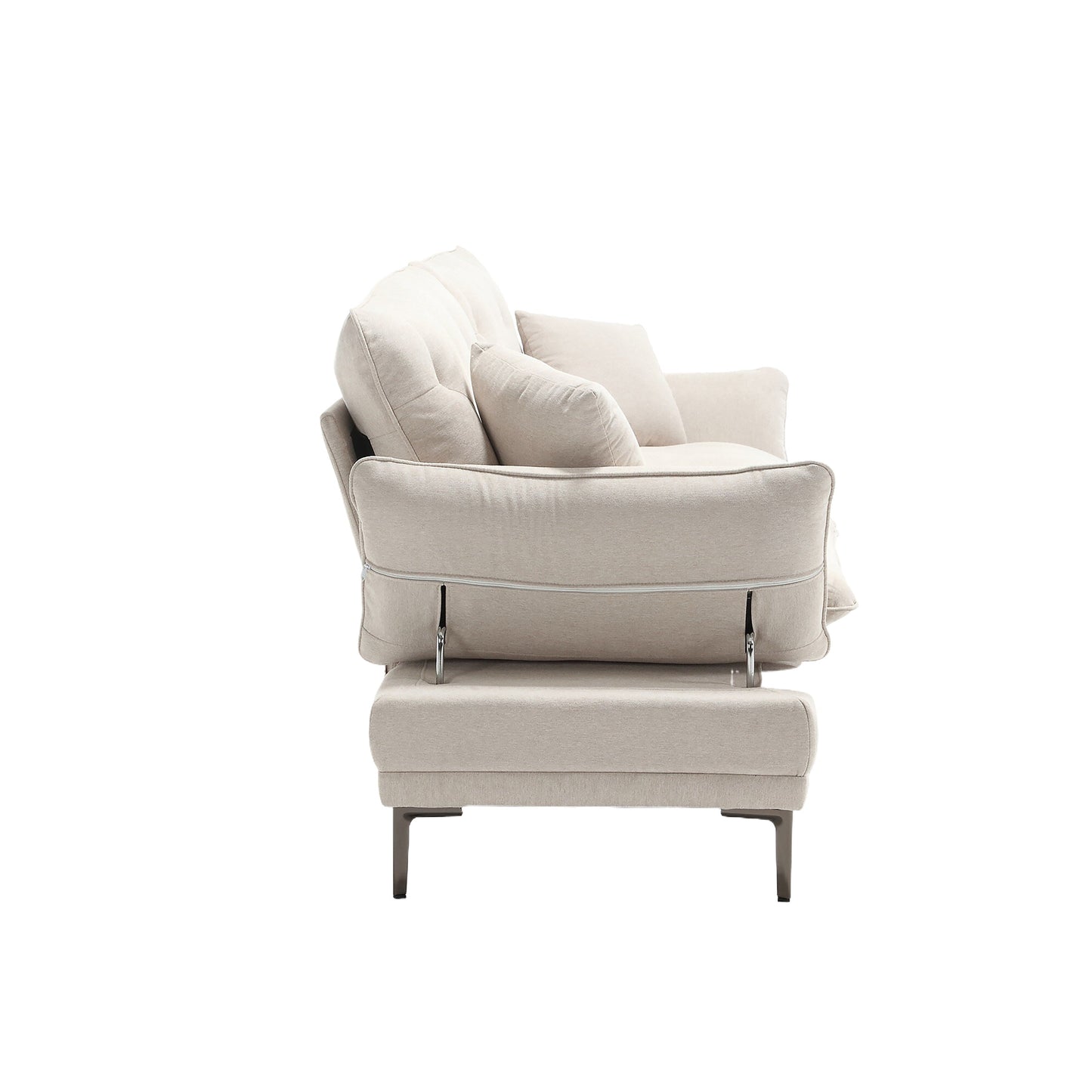 Linen Loveseat Sofa with Adjustable Armrests